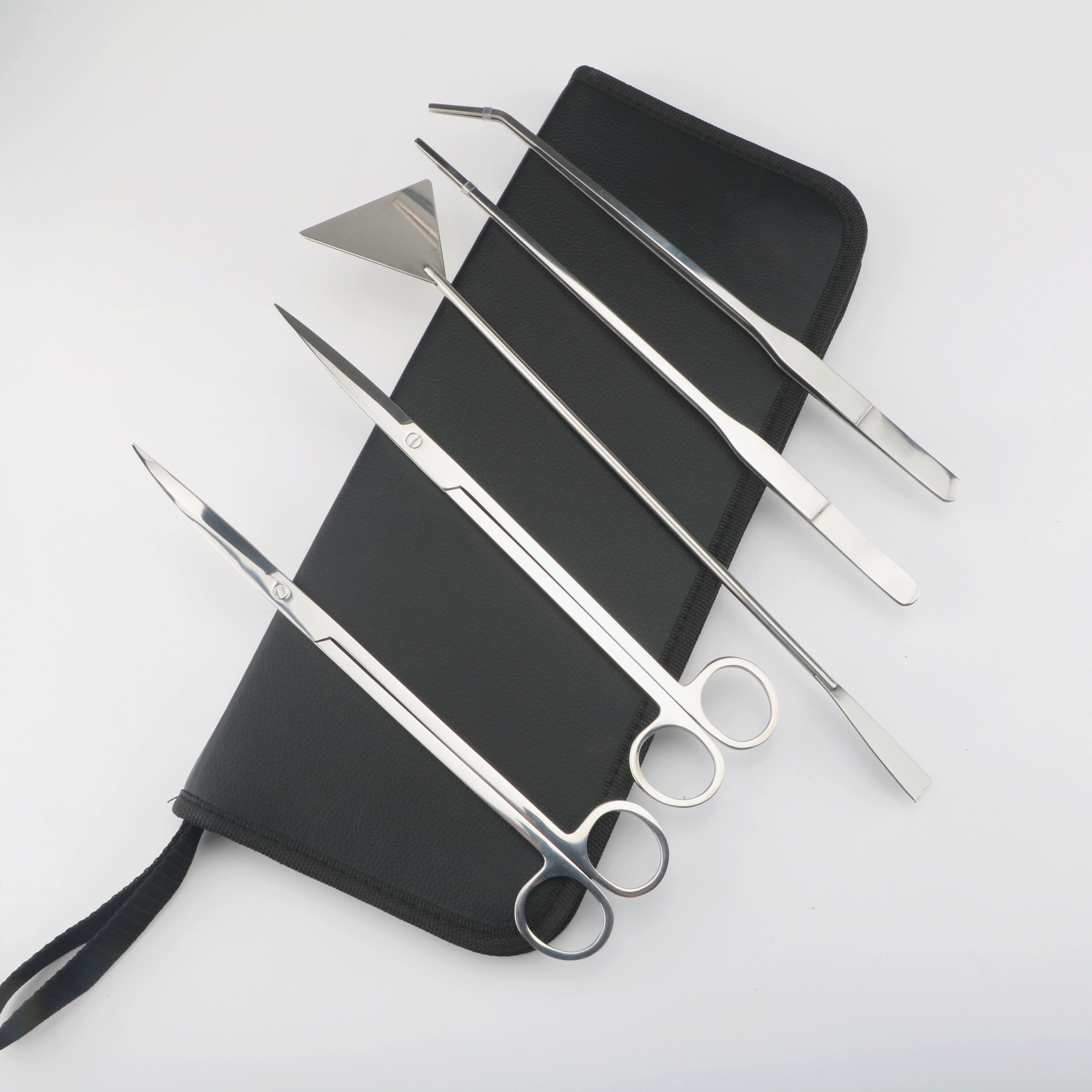 5PC Stainless Steel Mirror Polished Aquarium Plant Pruning Tools Tweezers Scissors and Spatula