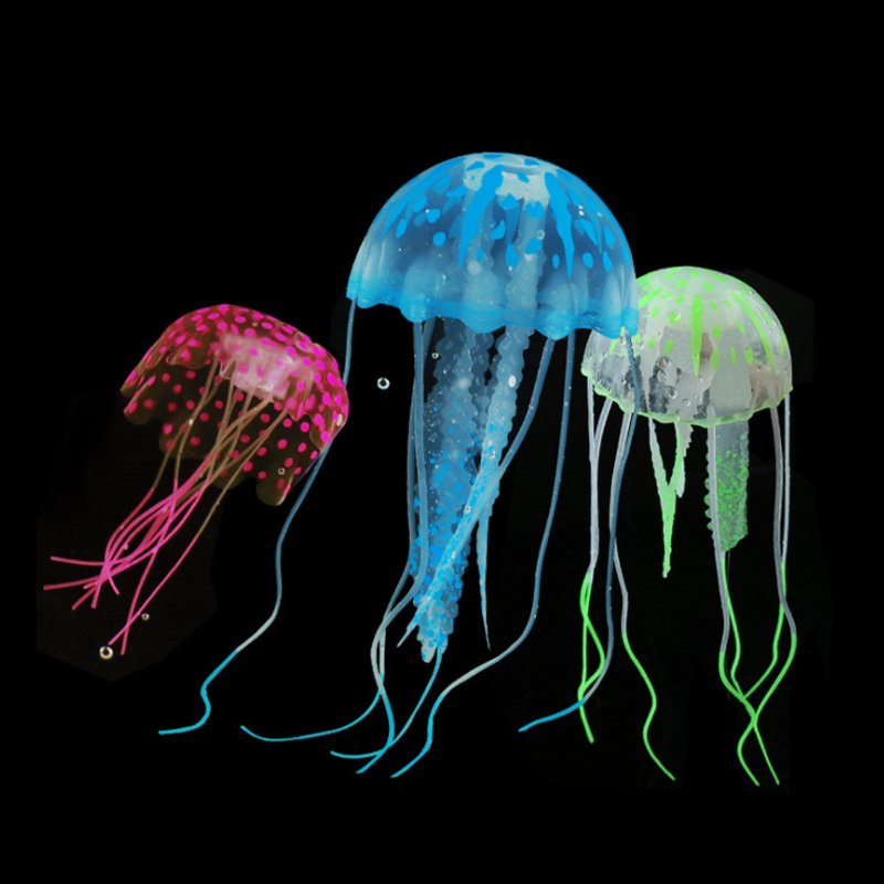 Glowing Aquarium Ornament Silicone Mini Size Artificial Jellyfish for Fish Tank