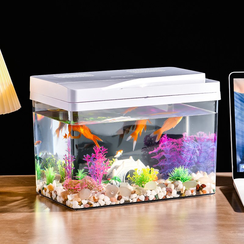 High-Definition Transparent Flip Fish Tank Micro-View Ecological Landscaping Aquarium with Special Tortoise Tank