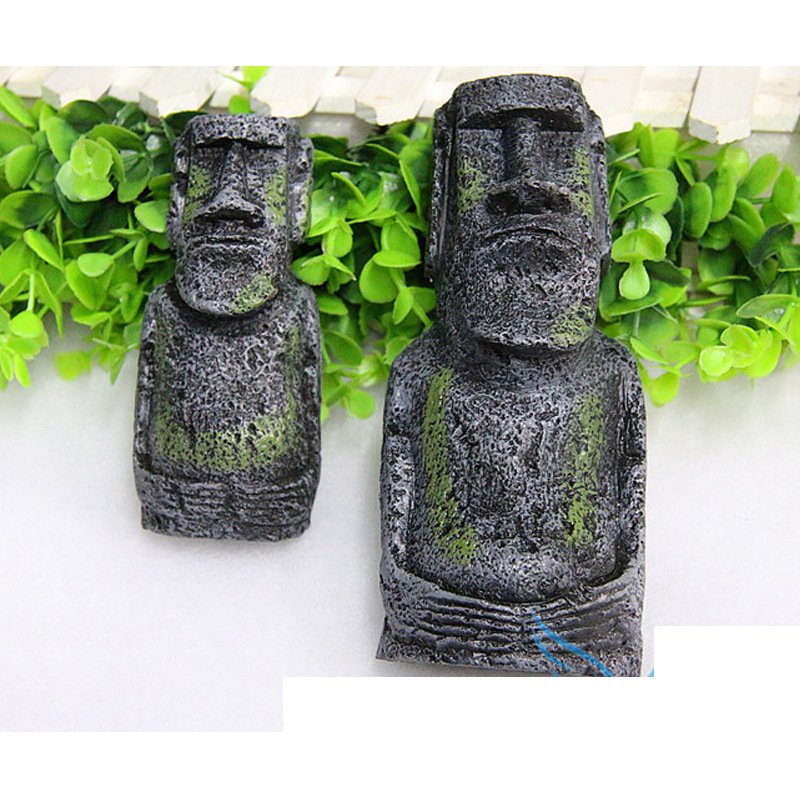 Aquarium Accessories Decoration Reptile Easter Island Stone Sculpture Resin Landscape Crafts of Ancient Roman Figures