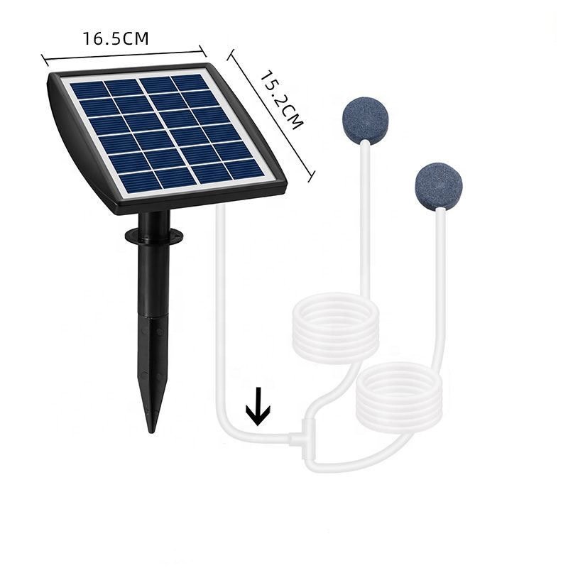 Fish Tank Solar Pond Aeration Pump 2w Solar Air Pump Aquarium and Bubble Stone
