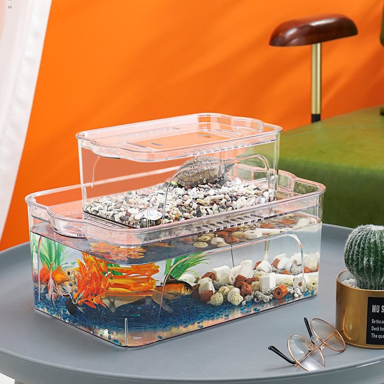 Fish small desktop self-cleaning aquarium free replacement unique clear plastic fish tank bowl supplier mini lazy fish farming