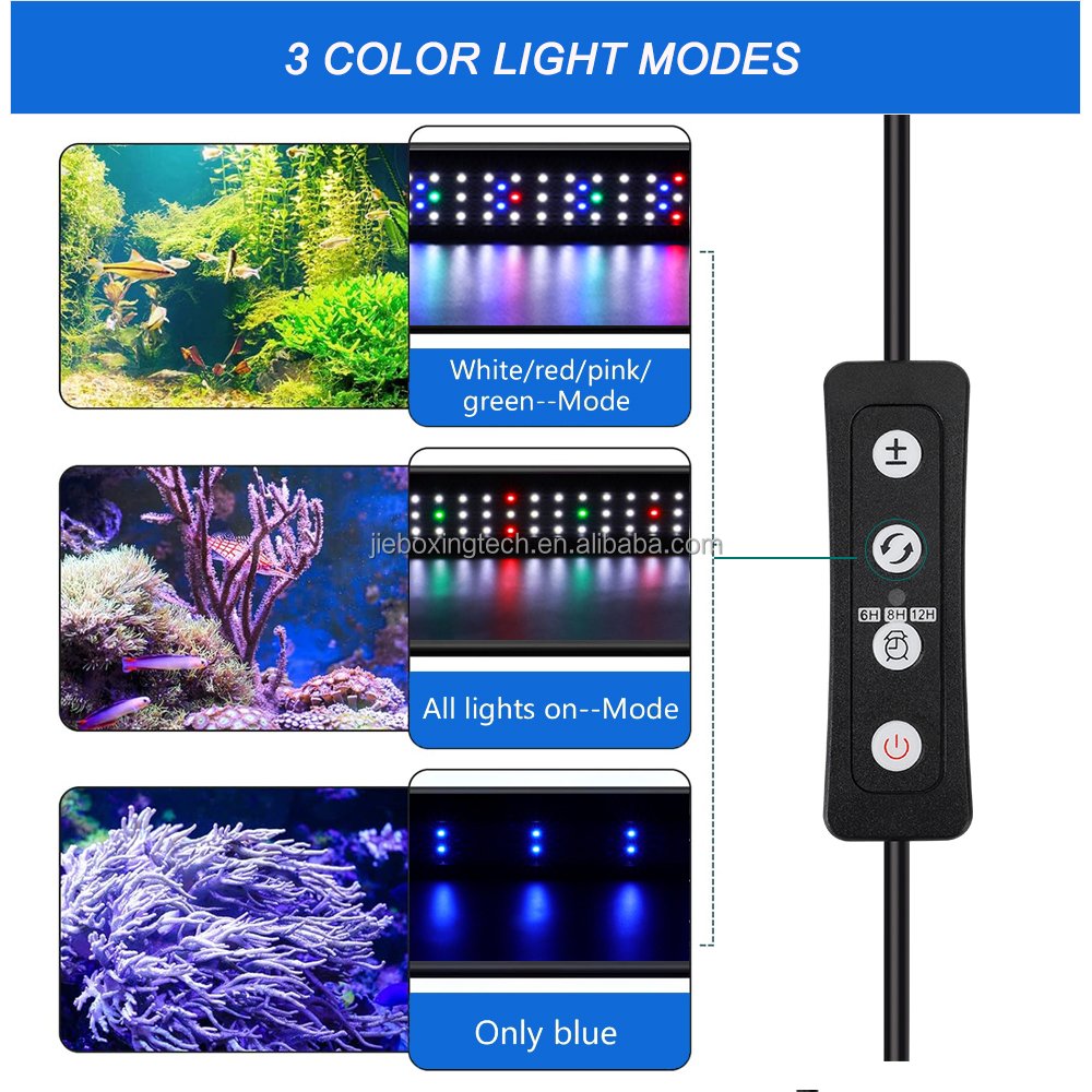 LED Aquarium Light Full Spectrum Fish Tank Light for 12"~18" aquariums with Timer Auto On/Off Adjustable Brightness plant light