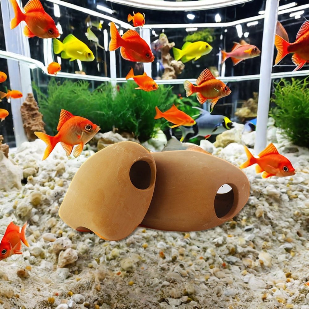 Wholesale Terracotta Breeding Cave Aquarium Ornament Accessories Fish Hiding Resting Equipment for Home Fish Tank Decor