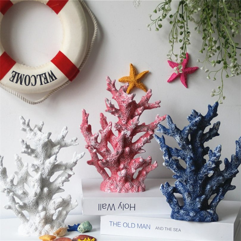 Underwater Sea Plants Decorations Foyer Wine Cabinet Desk Hotel Decoration Craft Resin Aquarium Plant Artificial Coral Ornament