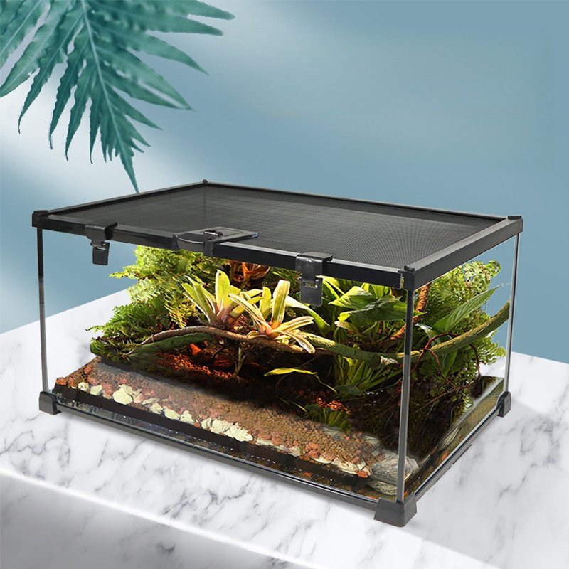 Reptile Tank Glass Natural Cages Terrarium enclosure display Sliding Screen for Reptile Hamster Hedgehog Small Animals snakes