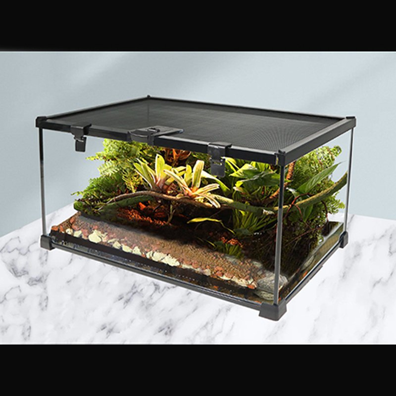 Reptile Tank Glass Natural Cages Terrarium enclosure display Sliding Screen for Reptile Hamster Hedgehog Small Animals snakes