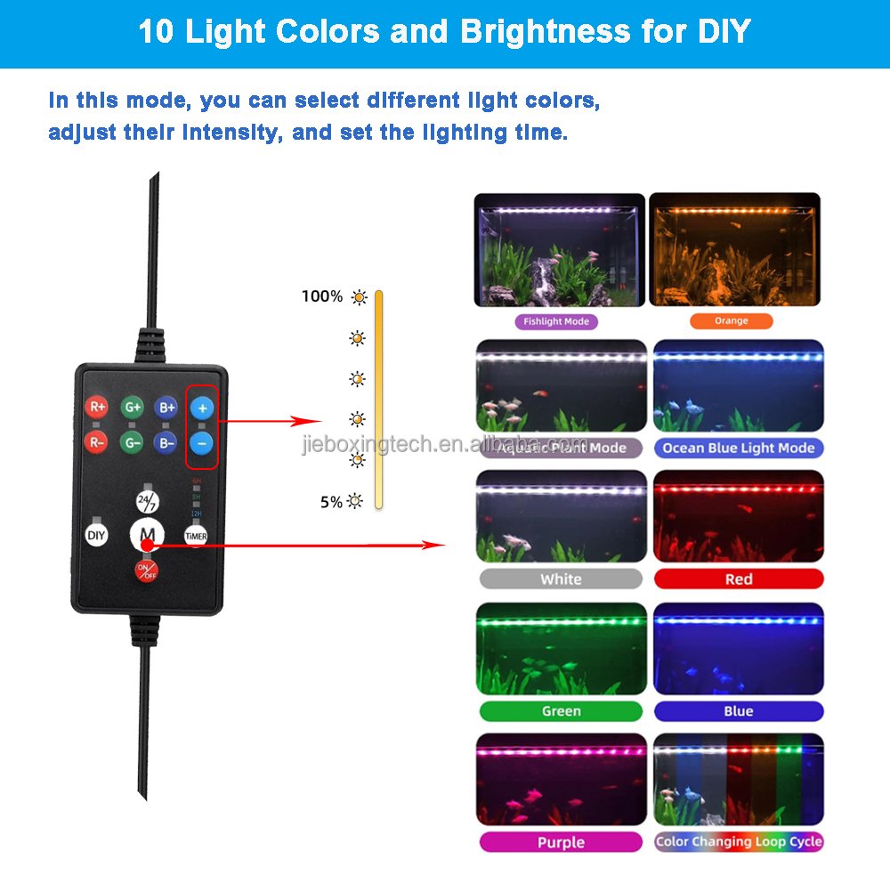 24/7 nature mode LED Aquarium Light for freshwater fish tank , Full Spectrum Fish Tank Light with Timer, Brightness Adjustable
