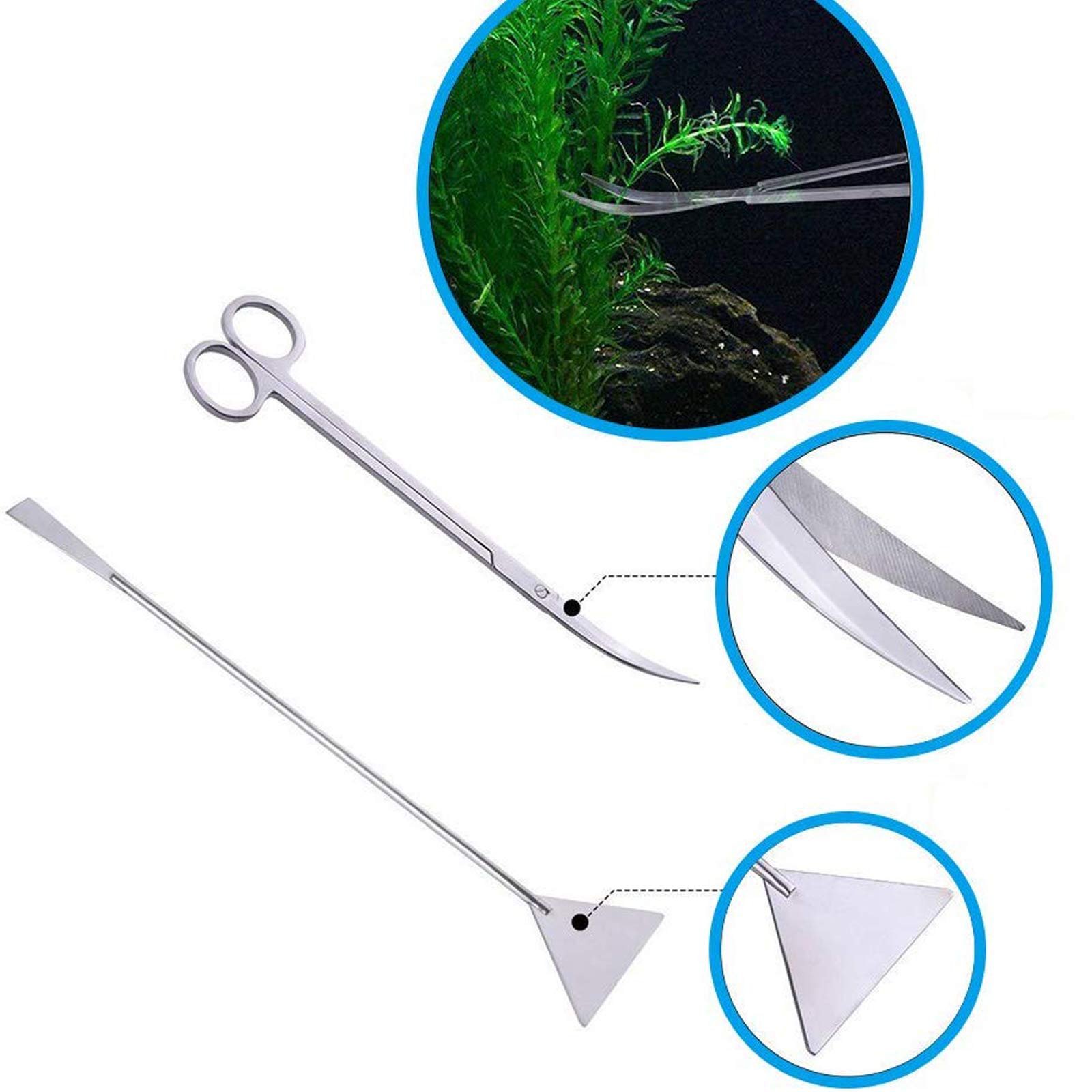 Long Stainless Steel Premium Aquarium Tools,4 Pcs Aquatic Plant Tweezers Scissors Spatula Kits With 1 Cleaning Cloth - Buy Aquar