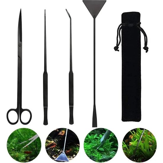 Aquarium Aquascape Tools Kits 4 in 1 Anti-rust Aquatic Plant Aquascaping Tool