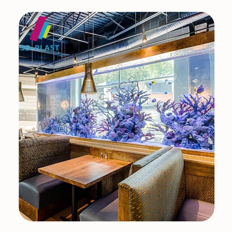 Acrylic curved glass aquarium design modern 2 meter wide cylinder acrylic aquarium