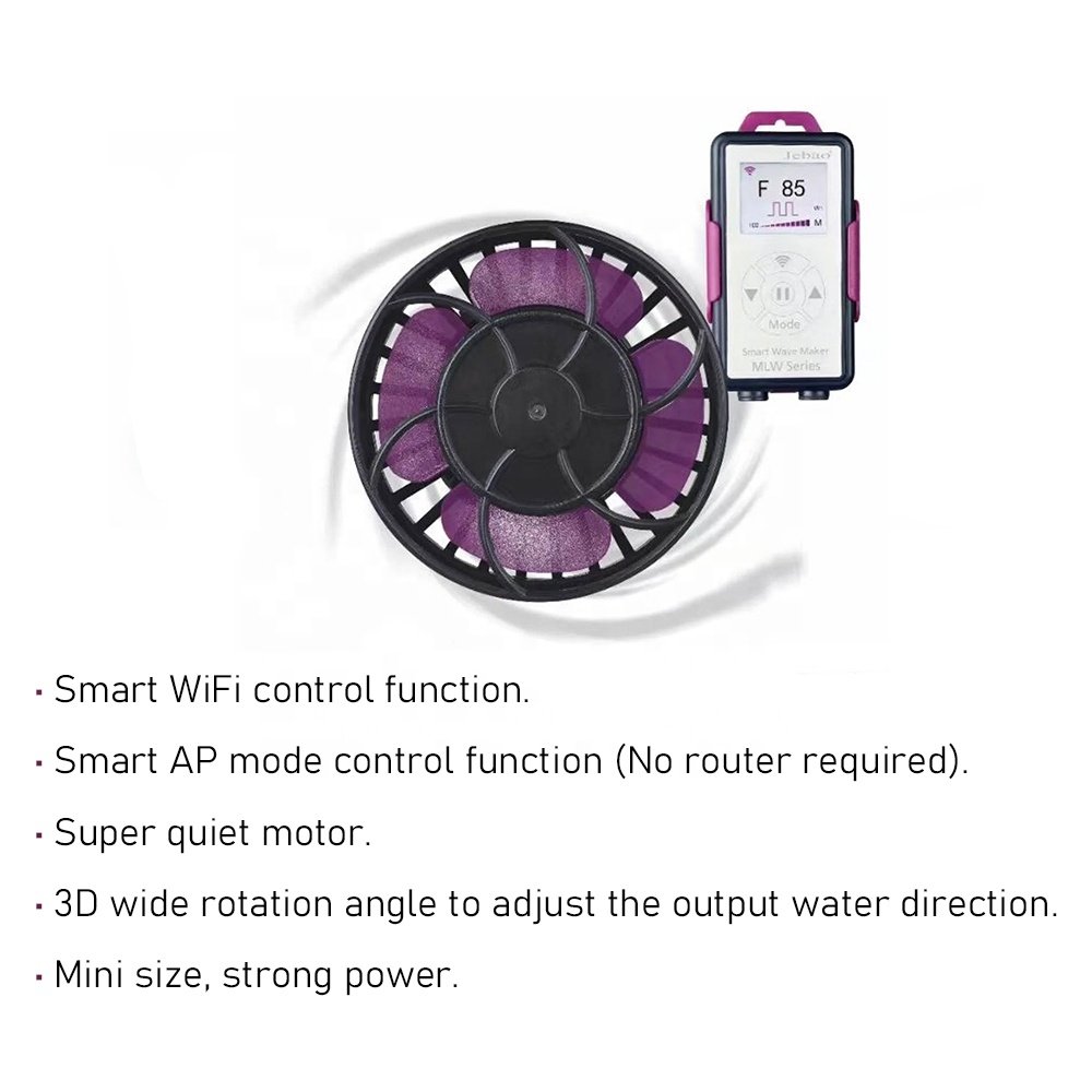 Jebao Jecod MLW DC 12V/24V WiFi AP LCD 3D Wide SINE Wireless Saltwater Aquarium Wavemaker Pump for Marine Coral Reef Fish Tank