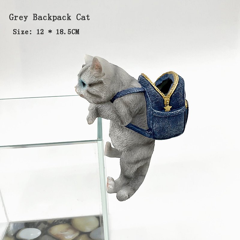 Hot sale colorful backpack cat decorative aquariums resin decorations for fish tank