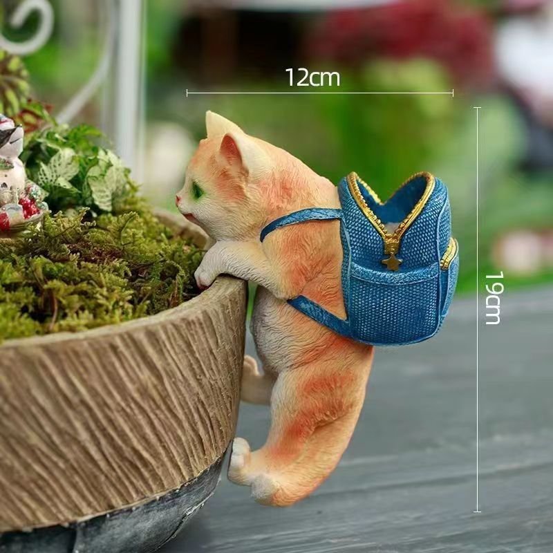 Hot sale colorful backpack cat decorative aquariums resin decorations for fish tank