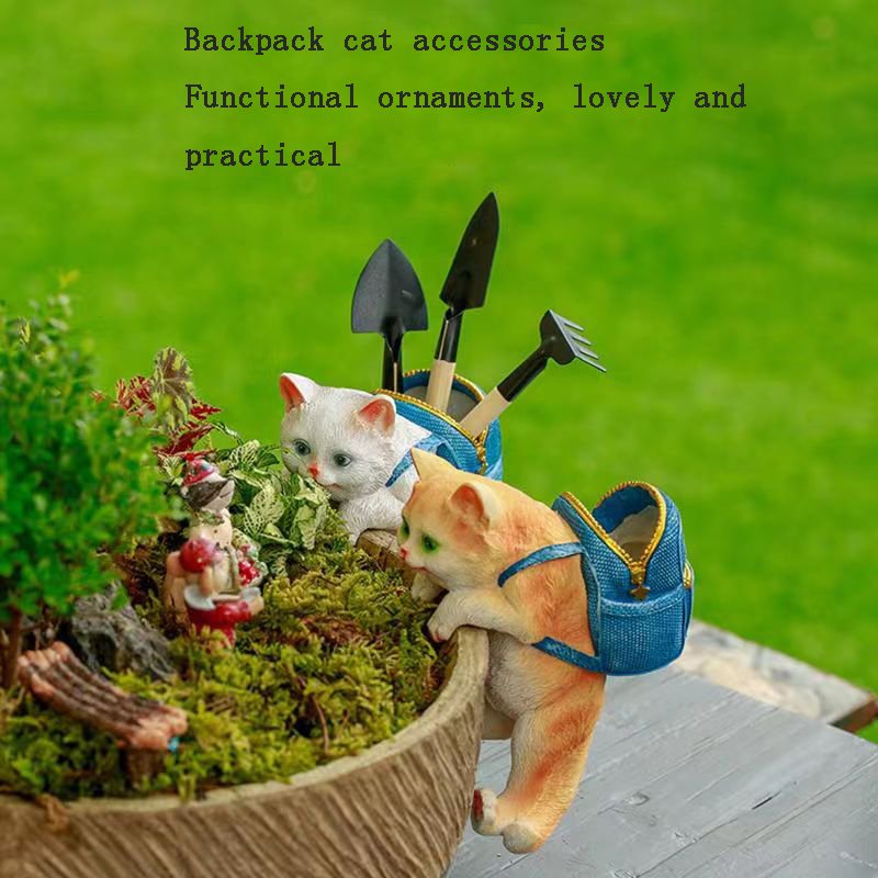Hot sale colorful backpack cat decorative aquariums resin decorations for fish tank