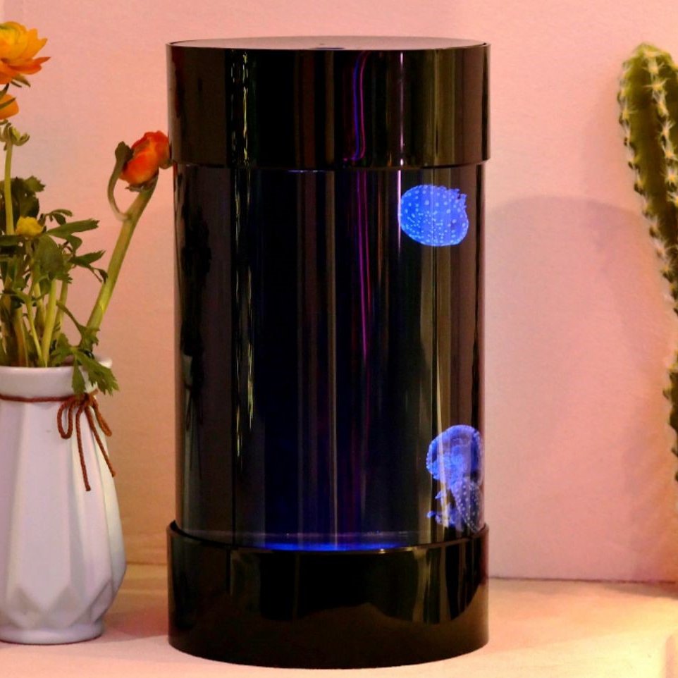 Best Amazon Sales Jellyfish Tank Home Cylinder Custom Art Jellyfish Aquarium Tank Home Decoration Plastic Fish Equipment 4.5L