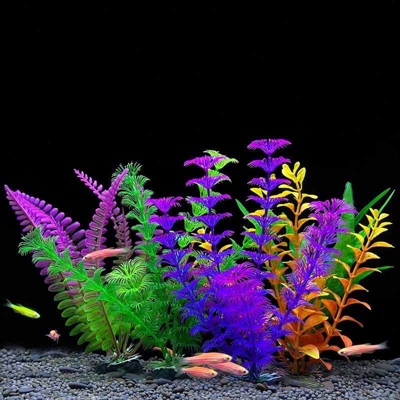 Custom Plantas de acuario Artificial Plastic Artificial Aquarium Plants Simulated Water Grass Aquarium Decor Plastic Plants