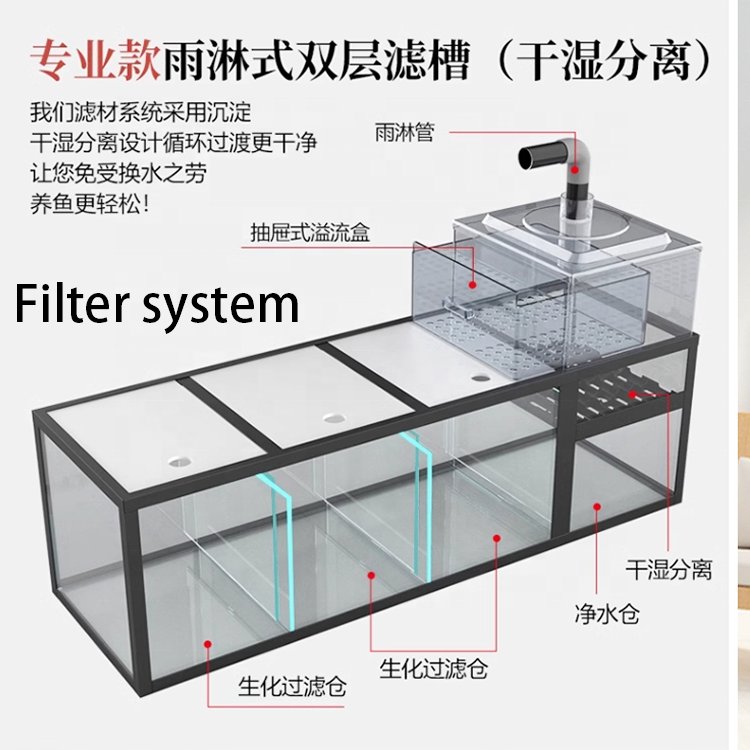 Wholesale customized aquarium medium large ornamental ultra-white glass goldfish tank home decorations