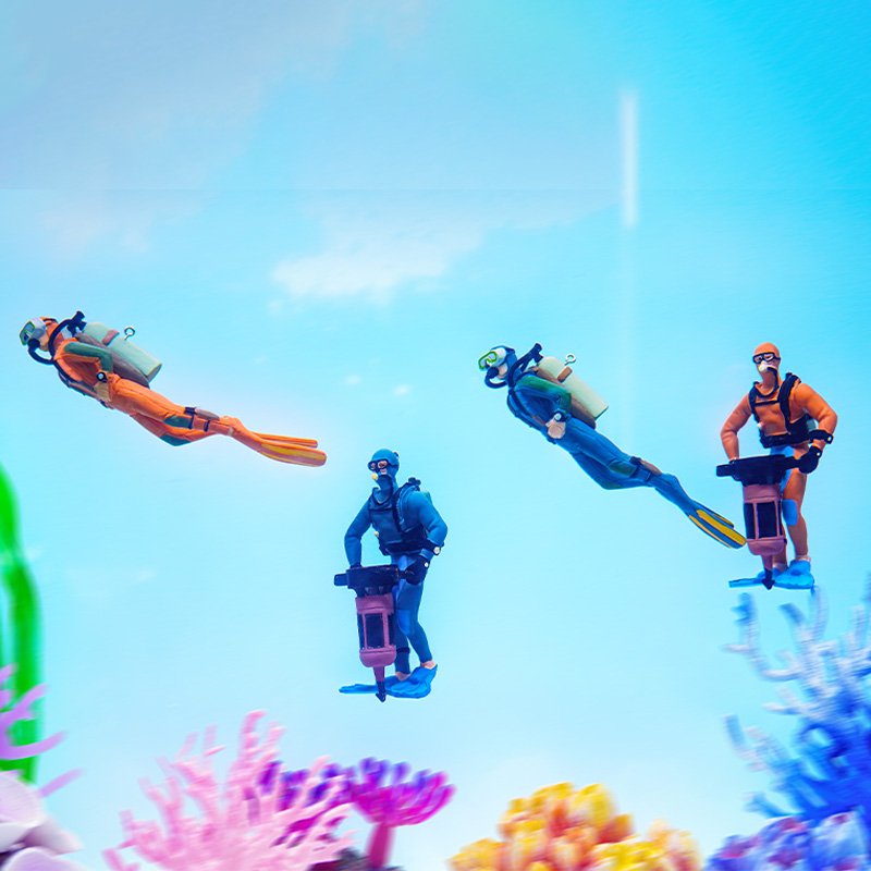 Ready to Ship Fish Tank Aquascape Decoration PVC Diver Model Plastic Diver Figures Aquariums & Accessories
