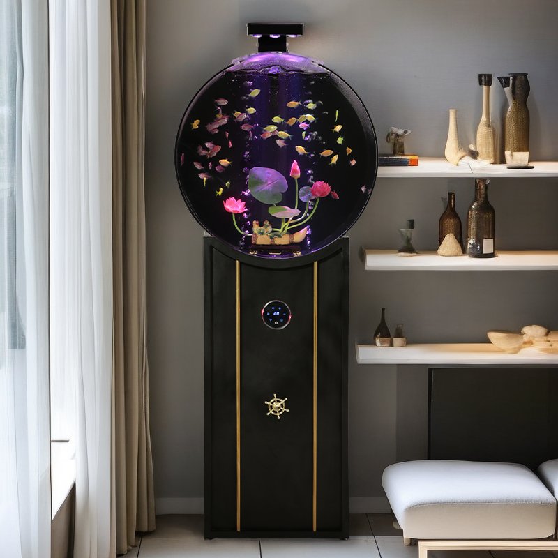 New acrylic indoor large fish tank living room study floor aquarium with filter box