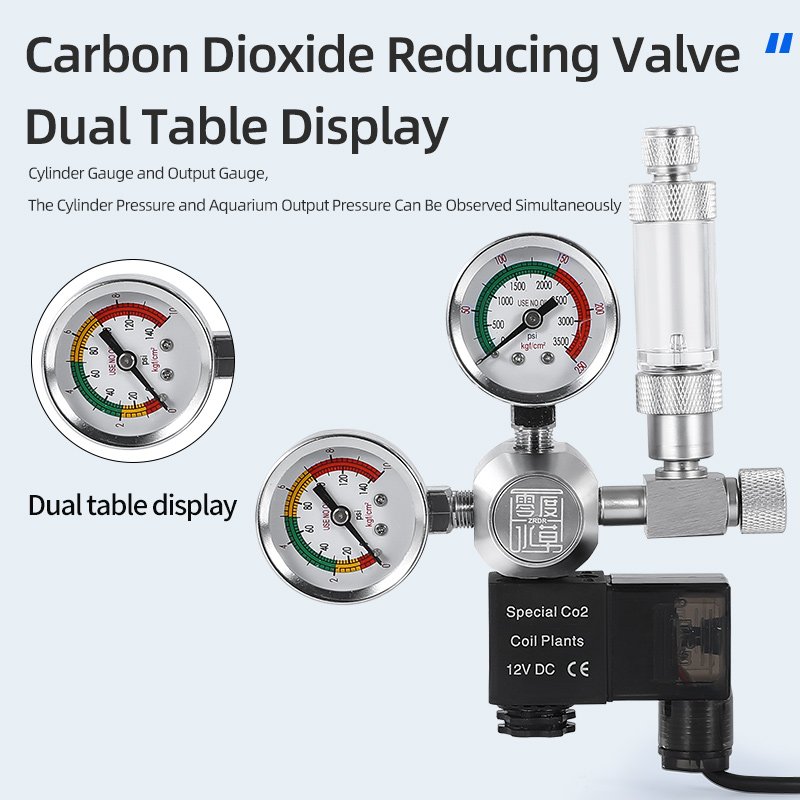 CO2 pressure reducing valve co2 regulating valve cylinder large double meter ZRDR aquarium CO2 solenoid valve