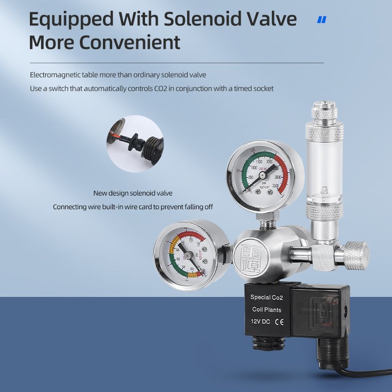 CO2 pressure reducing valve co2 regulating valve cylinder large double meter ZRDR aquarium CO2 solenoid valve