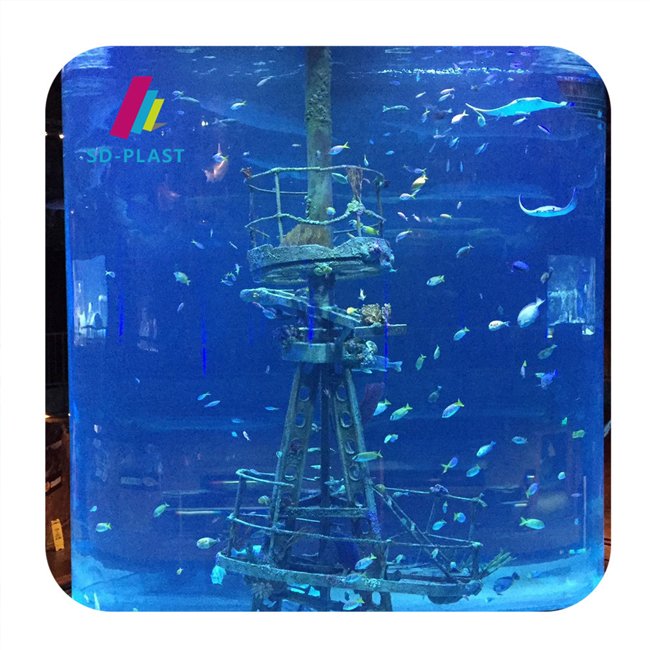 Giant aquariums glass acrylic pmma transparent panels marine curved aquarium fish tank
