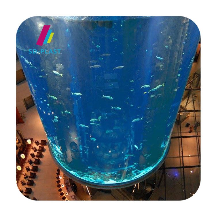 Giant aquariums glass acrylic pmma transparent panels marine curved aquarium fish tank