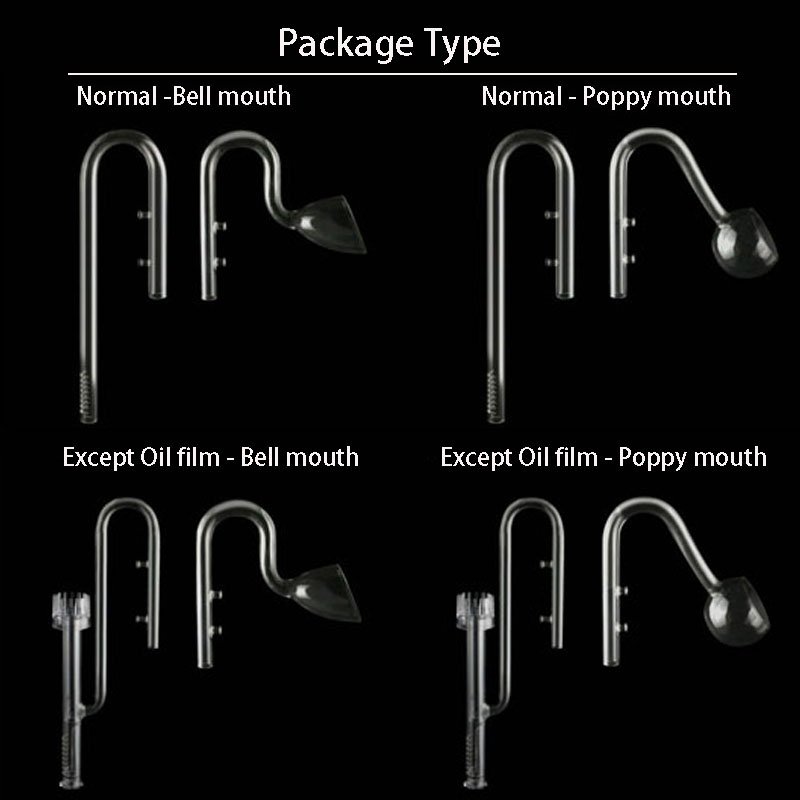 DEM S09-13 Poppy Mouth Skimmer Glass Pipe Spin Surface Outlet 12mm Aquarium Water Plant Tank Filter Fish Tank Filter Box Package