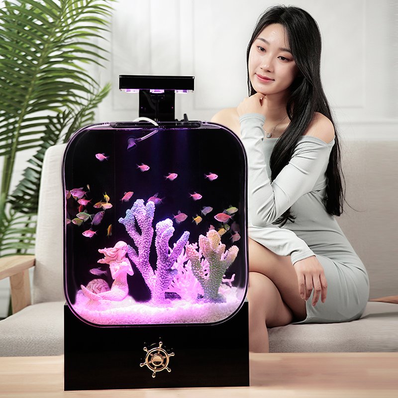 Aquarium living room small cylindrical fish tank vertical goldfish aquarium acrylic free water change aquarium tank fish