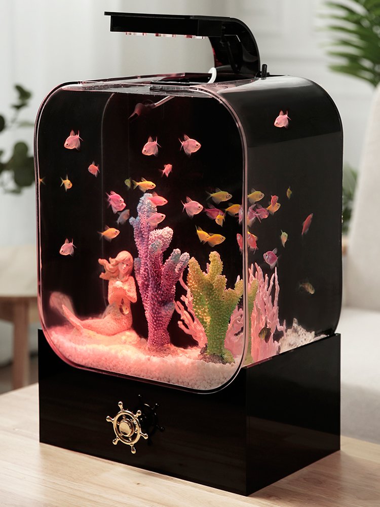 Aquarium living room small cylindrical fish tank vertical goldfish aquarium acrylic free water change aquarium tank fish
