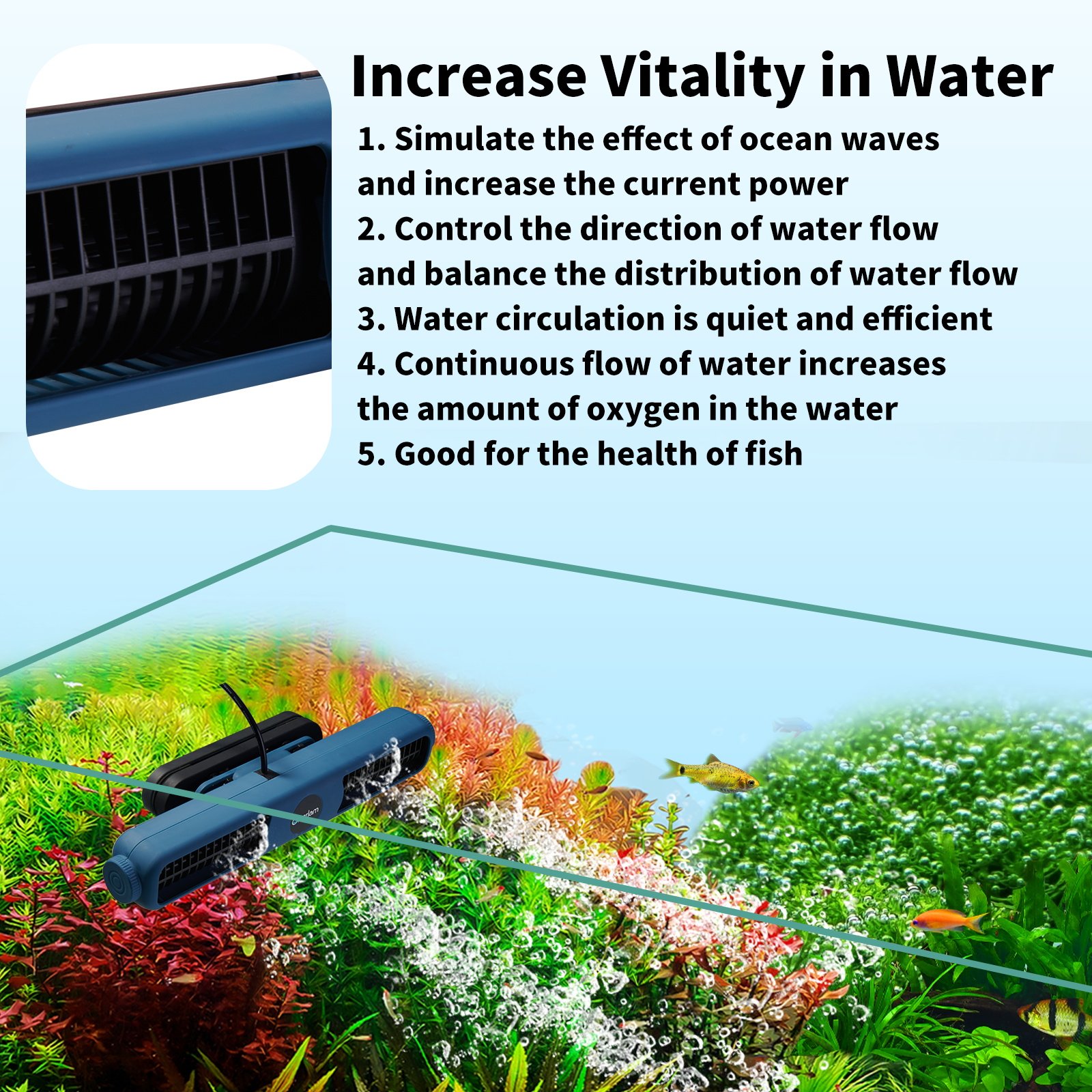 Cherlam Factory Price Aquarium Accessories 25w 45w Wave Maker Cross Flow Pump with Controller Fresh Salt Water Wave Maker