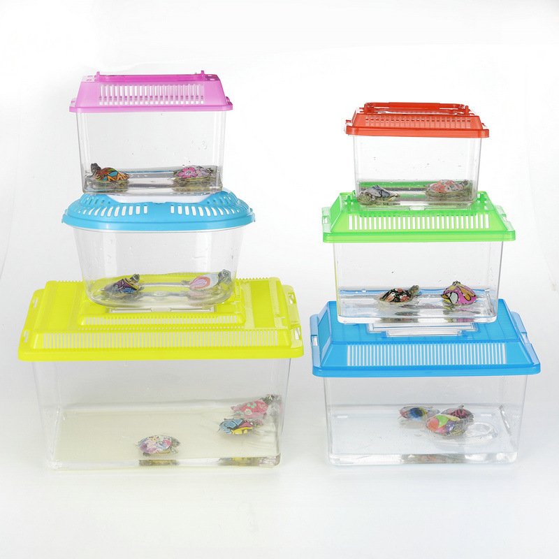 Portable Plastic Goldfish Bowl Aquariums Accessories Great for Small Animal Care Plastic Transparent Turtle Tank Fish Tank
