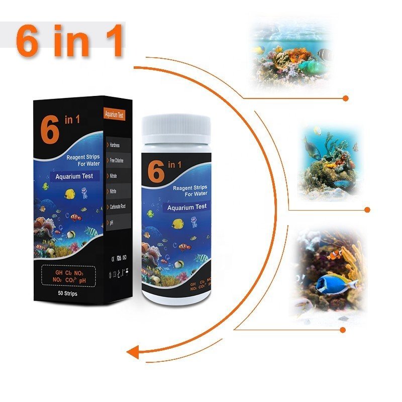 6 Way Fresh and Salt Water Testing Kit for Aquarium Pond Water Quality Test Strips