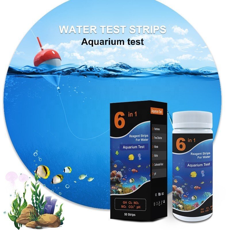 6 Way Fresh and Salt Water Testing Kit for Aquarium Pond Water Quality Test Strips