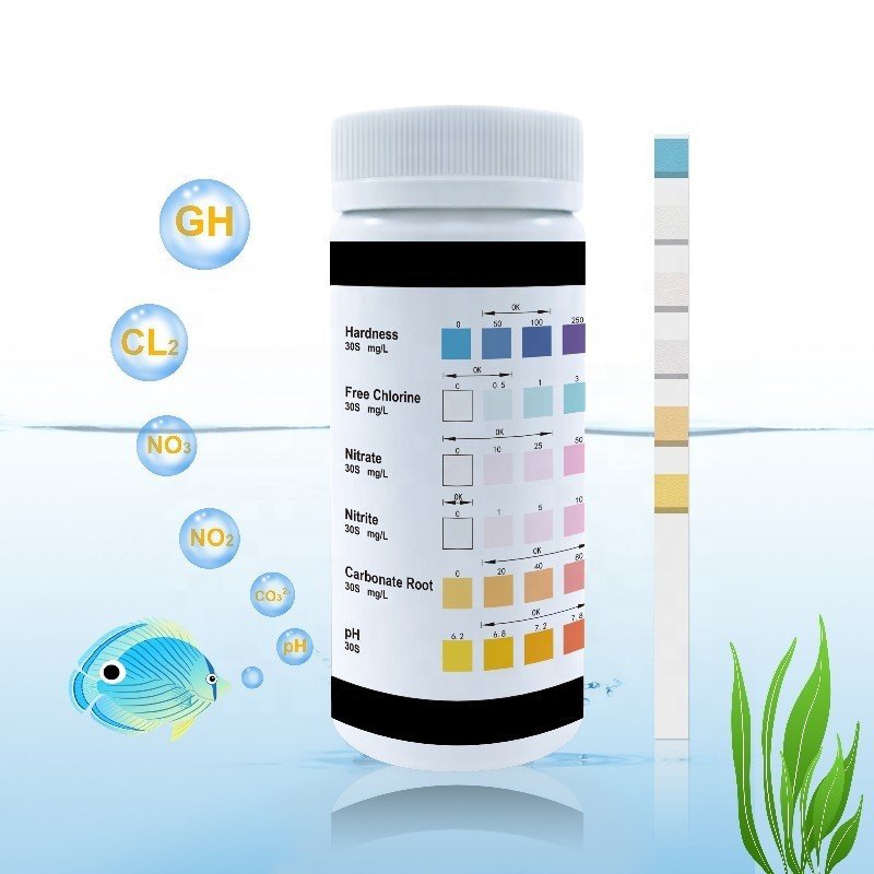 6 Way Fresh and Salt Water Testing Kit for Aquarium Pond Water Quality Test Strips