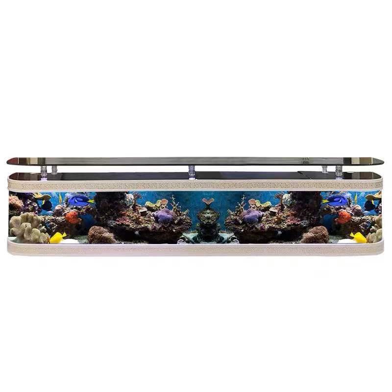 Customized large transparent cube Acrylic aquarium fish tank Glass Bullet front TV stand table fish tank aquarium