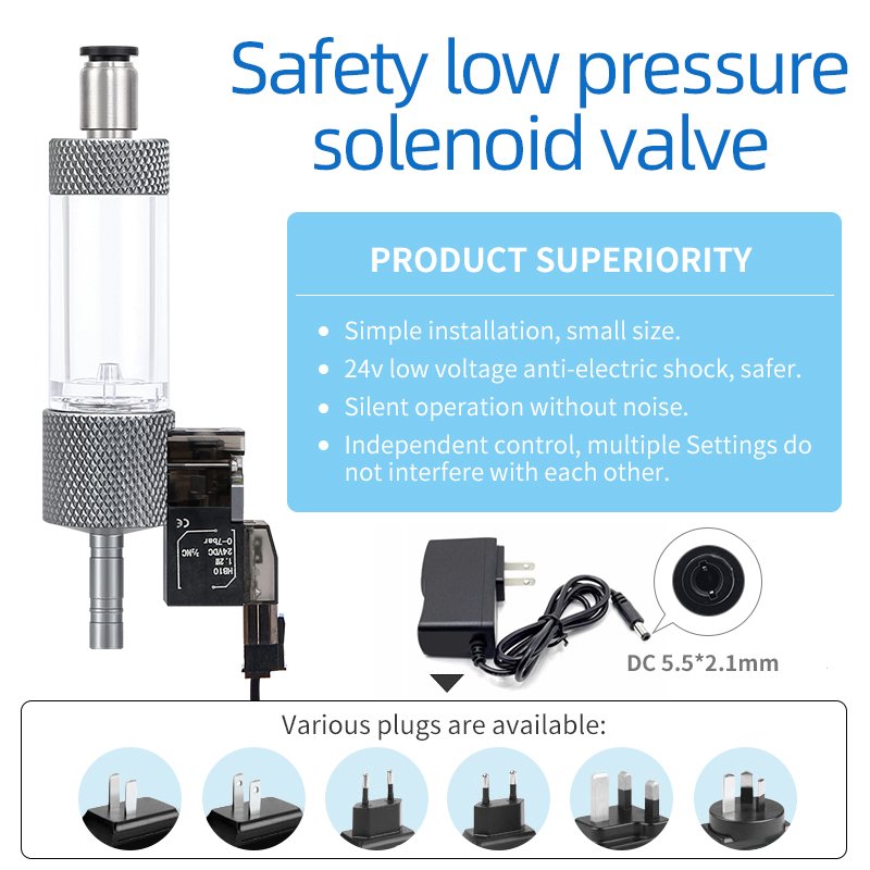 CO2 Solenoid Valve Bubble Counter Low Voltage Timer Control Accessories Use For CO2 System Equipment Pressure Reducing