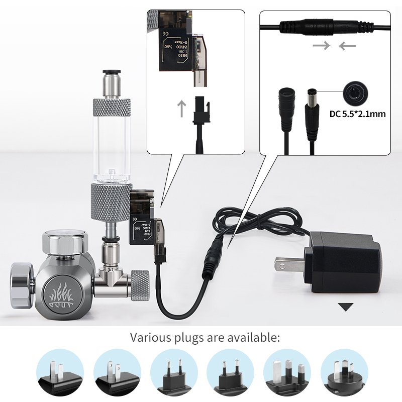 CO2 Solenoid Valve Bubble Counter Low Voltage Timer Control Accessories Use For CO2 System Equipment Pressure Reducing