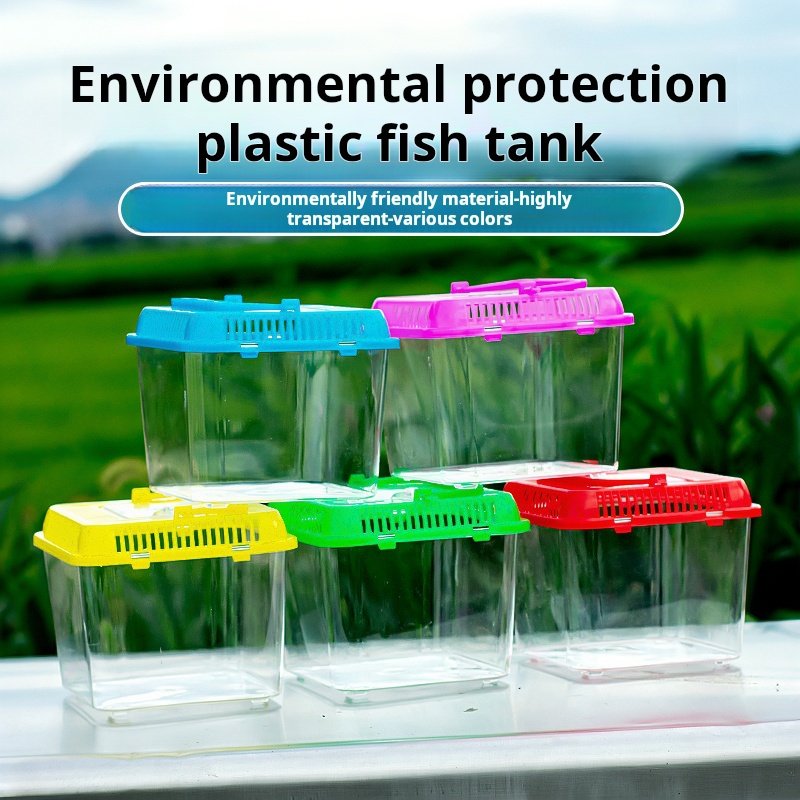 Clear Plastic Eco-Friendly Portable Aquarium Accessories Turtle Tank Breeding Box with Island for Water Usage