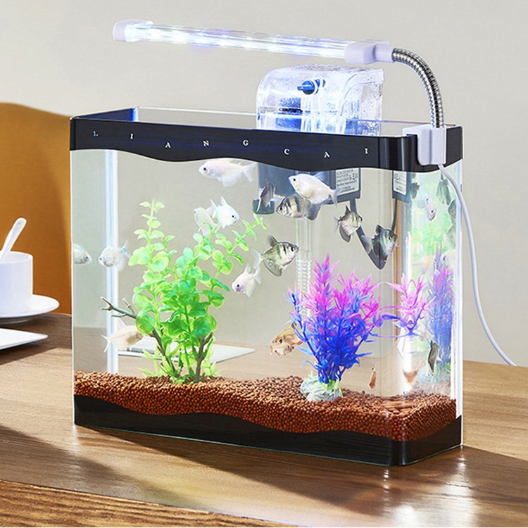 White Fish Tank Lazy Glass Aquarium, LED Aquarium Fish Tank High Transparent Glass Aquarium Fish Breeding Farming Tank