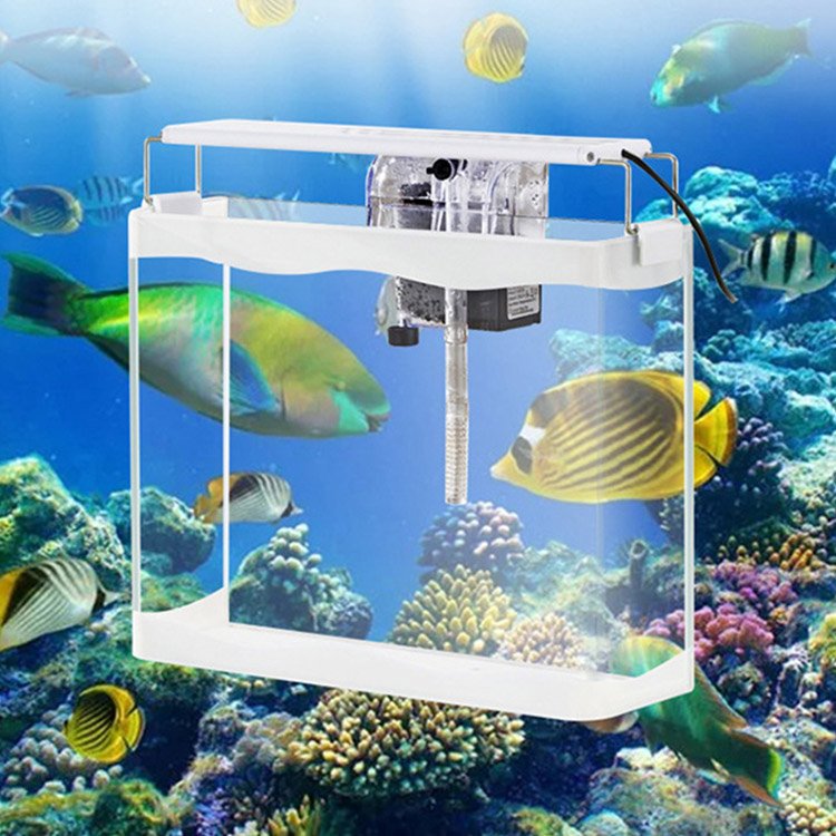 White Fish Tank Lazy Glass Aquarium, LED Aquarium Fish Tank High Transparent Glass Aquarium Fish Breeding Farming Tank