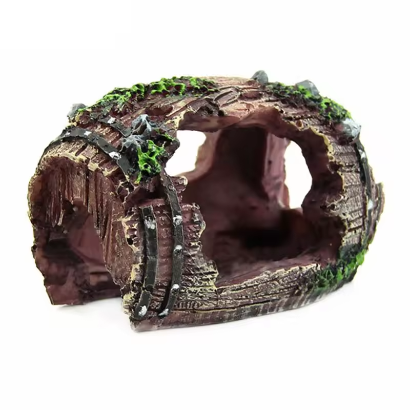 Resin Aquarium Decorations Ornaments Artificial Barrel Cave Landscaping Fish Tanks Accessories Fish Tank Decoration Background