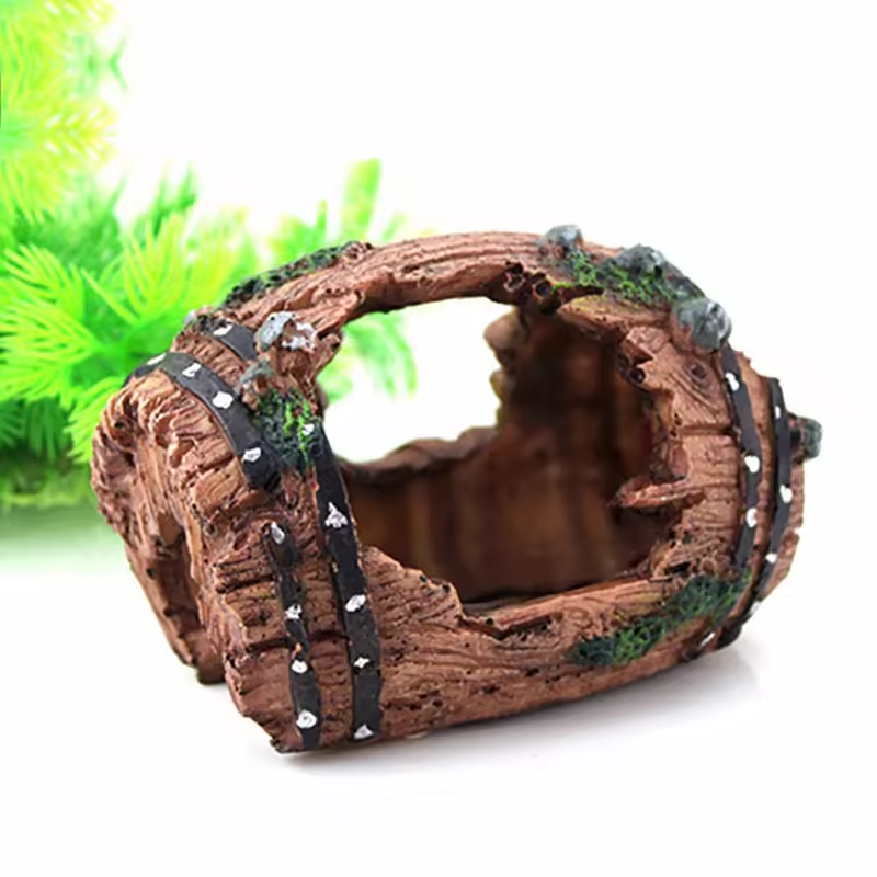 Resin Aquarium Decorations Ornaments Artificial Barrel Cave Landscaping Fish Tanks Accessories Fish Tank Decoration Background