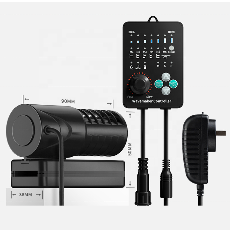 Cherlam Aquarium Fish Tank Accessories 8W Intelligent Ventilation Digital Display Mute Mini Frequency Conversion Wave Pump