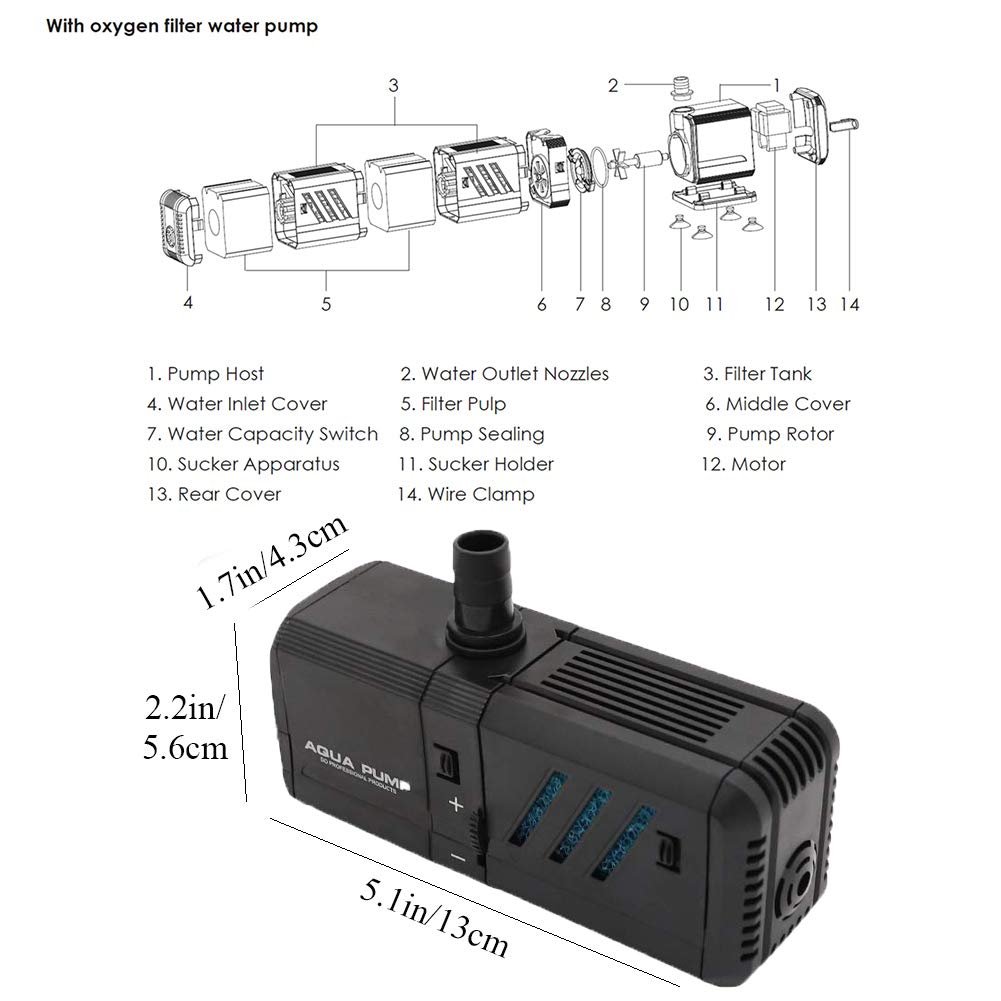 2023 Water Pump 4-in-1 12W-HY-1200F-1200L l Air Pump Aquarium For Fish Tanks aquarium pump fish tank circulation water