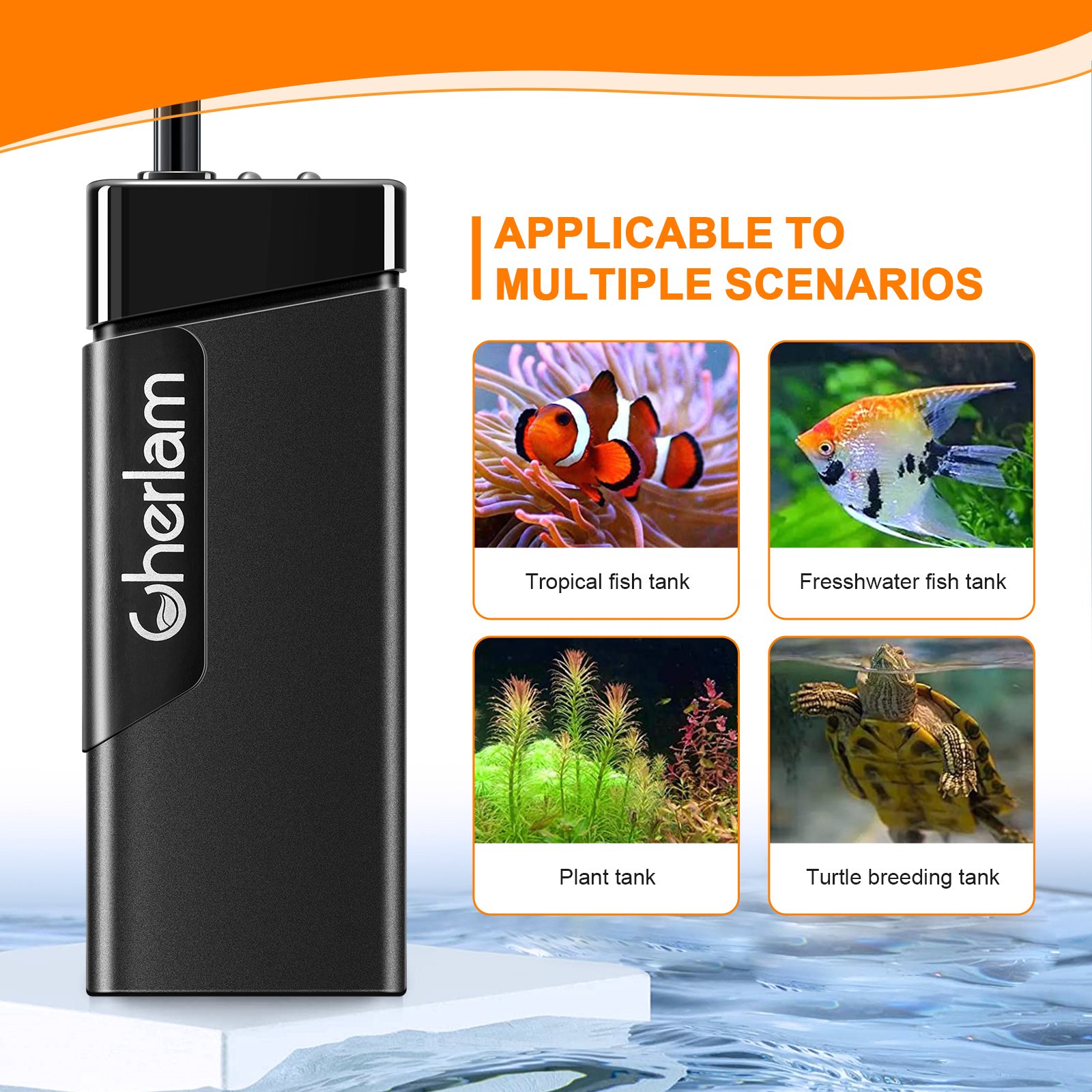 Cherlam Small Fish Tank Heater Shallow Water Turtle Tank Constant Temperature Heating Rod Factory Wholesale Aquarium Mini Heater