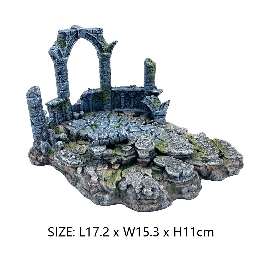 2021 large fish tank decoration resin game square aquarium accessories ornament