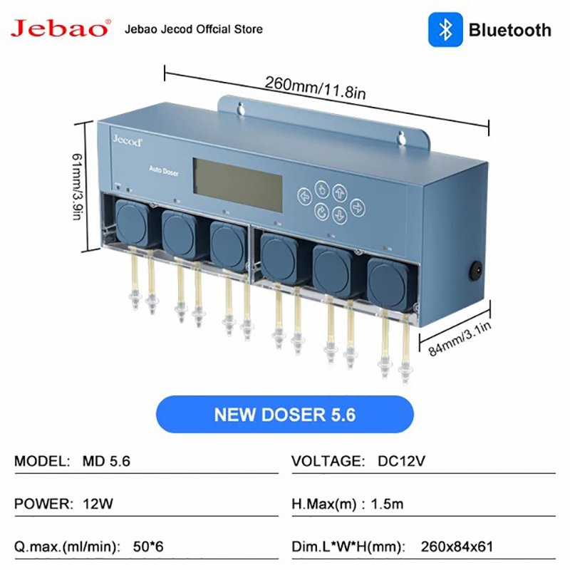 Jebao Jecod Bluetooth Aquarium Dosing Pump Automatic Marine Reef New Doser 5.6 12V 12W For Aquariums Accessoires Water Pump
