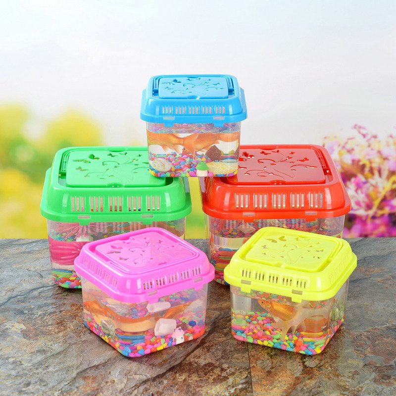 Mini Portable Plastic Fish Tank with Goldfish Small Aquarium Accessories Wholesale Usage for Water